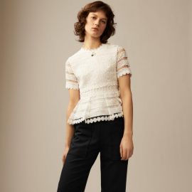 Loseray Lace Embroidered Peplum Blouse by Maje at Maje