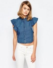 Lost Ink Frill Sleeve Denim Shirt at asos com at Asos