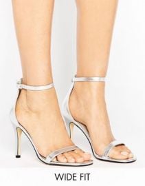 Lost Ink Wide Fit Jess Silver Barely There Heeled Sandals at asos com at Asos