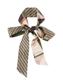 Lost Pattern Modular Silk Skinny Scarf Green at Wolf & Badger