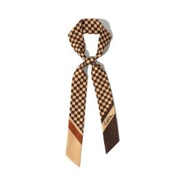 Lost Pattern NYC Checkerboard Twilly Scarf in Coffee at Wolf & Badger