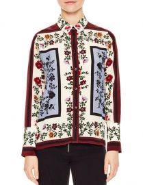 Louane Floral & Square Print Silk Shirt by Sandro at Bloomingdales