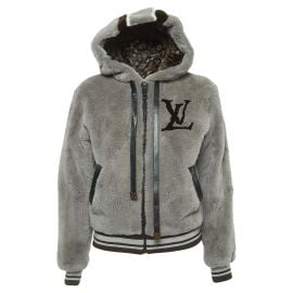 Louis Vuitton Grey Monogram Mink Fur Hooded Bomber Jacket S at 1stDibs at 1st Dibs