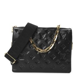 Louis Vuitton Lambskin Embossed Monogram Coussin PM Black 1847731 FASHIONPHILE at Fashionphile