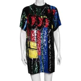 Louis Vuitton Multicolor Sequin Embellished Mesh T-Shirt Dress M Louis Vuitton The Luxury Closet at The Luxury Closet