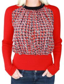 Louis Vuitton New Women Houndstooth Long Slleeved Blouse Red Sweater Listed By Fashion Avenue - at Tradesy