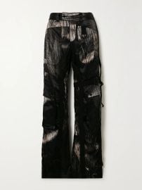 Louisa Ballou Grosgrain trimmed Printed Satin drill Cargo Pants at Net a Porter