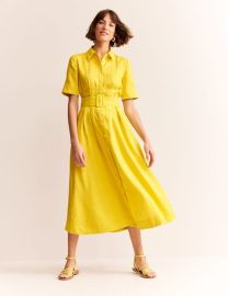 Louise Linen Midi Shirt Dress - Passion Fruit Boden US at Boden