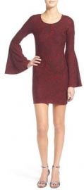 Love  Fire Textured Bell Sleeve Body-Con Dress in Red at Nordstrom