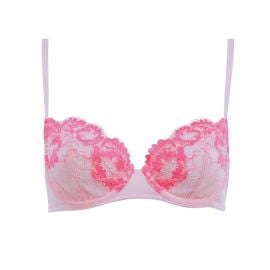 Love, Vera Floral Lace & Mesh Bra Whisper Pink at Love Vera