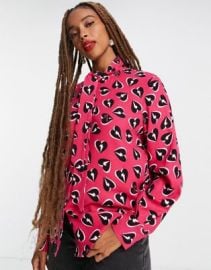 Love Moschino camicia allover heart print blouse in pink at ASOS