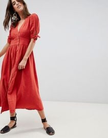 Love Of My Life Button Through Midi Dress at ASOS