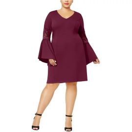 Love Squared Bell Sleeve Midi Dress in Wine at Walmart