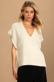 Love to Layer Cream Eyelash Knit Oversized Sweater Vest at Lulus