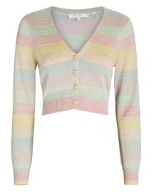 LoveShackFancy Asteria Striped Knit Crop Cardigan at Intermix