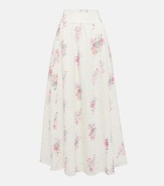 LoveShackFancy Aventi Gathered Floral Skirt at Mytheresa