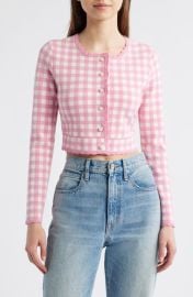 LoveShackFancy Bridgette Check Crop Cardigan at Nordstrom
