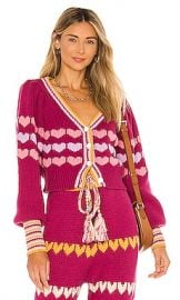 LoveShackFancy Buena Cropped Cardigan in Warm Heart at Revolve