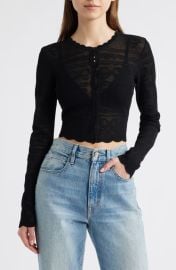 LoveShackFancy Gretta Semisheer Jacquard Cardigan at Nordstrom