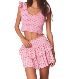 LoveShackFancy Ohana Skirt In Cherry Pink ShopSimon at Shop Simon