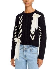 LoveShackFancy Parson Lace Up Sweater Bloomingdales at Bloomingdales