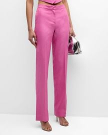 LoveShackFancy Poppet Straight-Leg Tailored Pants at Neiman Marcus