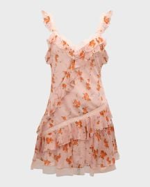 LoveShackFancy Serima Tiered Floral Lace Sleeveless Mini Dress at Neiman Marcus
