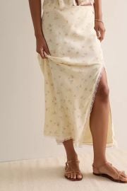 LoveShackFancy Silvia Floral Crepe Maxi Slip Skirt at Free People
