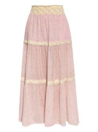 LoveShackFancy floral-print Maxi Skirt Pink at Farfetch