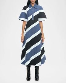 Lovebirds Gravity Striped Cotton Midi Shirtdress at Neiman Marcus