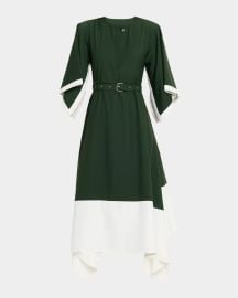 Lovebirds Jade Belted Colorblock Handkerchief Midi Skirt at Neiman Marcus