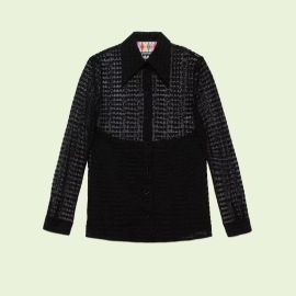 Lovelight Loved heart lace shirt in black US at Gucci