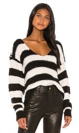 Lovers   Friends Collins V Neck Sweater in Black  amp  White Stripe from Revolve com at Revolve