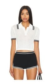 Lovers And Friends Orsola Short Sleeve Polo In White at Revolve