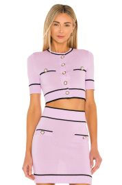 Lovers Friends Pearl Short Sleeve Cardigan in Lilac Purple at Revolve