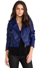 Lovers and Friends All Day Vegan Leather Moto Jacket w Removable Sleeves in Navy at Revolve