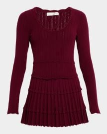 Loveshackfancy Lavender Stretch Pointelle Mini Dress at Neiman Marcus