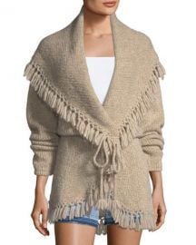 Loveshackfancy Tassel Cable-Knit Shawl Sweater at Neiman Marcus