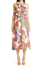 Lovestruck Floral Paisley Tie Back Midi Dress at Nordstrom