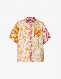 Lovestruck contrast floral-print silk-twill shirt at Selfridges