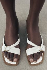 Low Heeled Sandals with Metal Detail at Zara