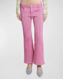 Low-Rise Striped Flare Trousers at Neiman Marcus