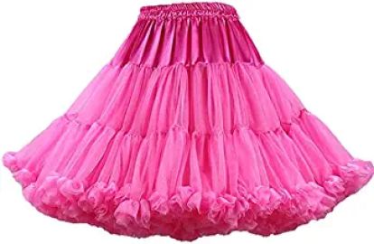 Lowime Women39s A Line Ruffle Tutu Petticoats Candy Color Puff Crinoline Hot Pink at  Womens Clothing store at Amazon