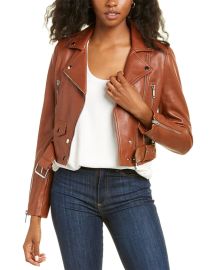 Lth Jkt Mya Cropped Leather Biker Jacket  at Bluefly