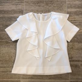 Lucca Tops Lucca Ruffle Short Sleeve White Blouse Medium Poshmark at Poshmark