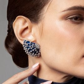 Lucciola Blue Enamel Big Earrings Lucciola Collection FerriFirenze at Ferri Firenze