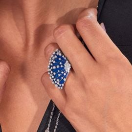 Lucciola Blue Enamel Big Ring Lucciola Collection FerriFirenze at Ferri Firenze