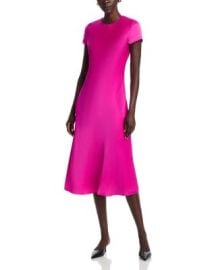 Luciana Short Sleeve Bias Silky Satin Slip Dress at Bloomingdales