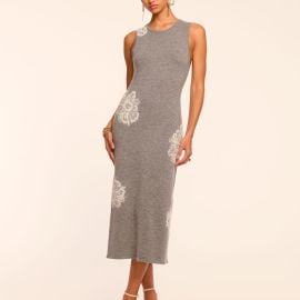 Luciana Wool Embellished Sweater Midi Dress in heather grey Ramy Brook at Ramy Brook