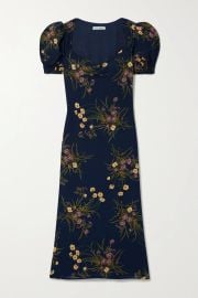 Luciana lace-up floral-print crepe midi dress at Net a Porter